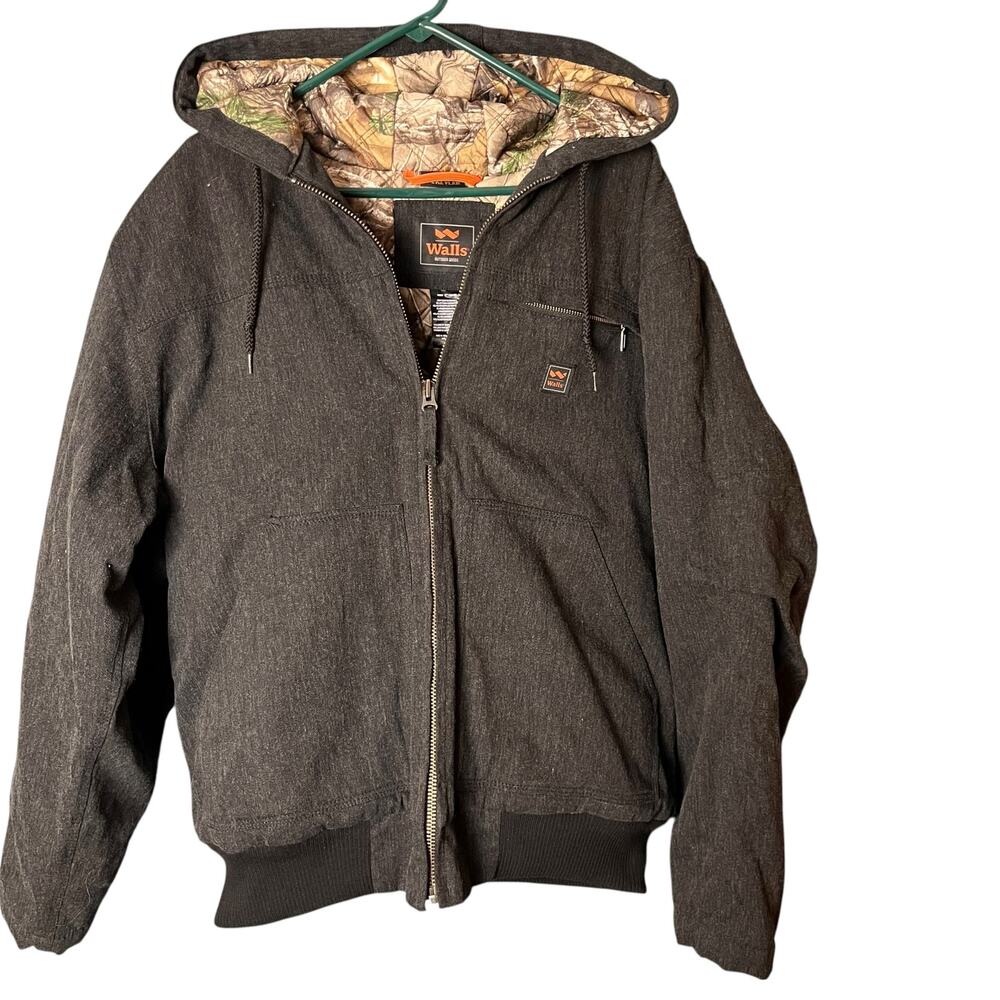 Walls Work Jacket Sz L Duck Canvas Kevlar Reinforced Realtree Lined Hood Quilted